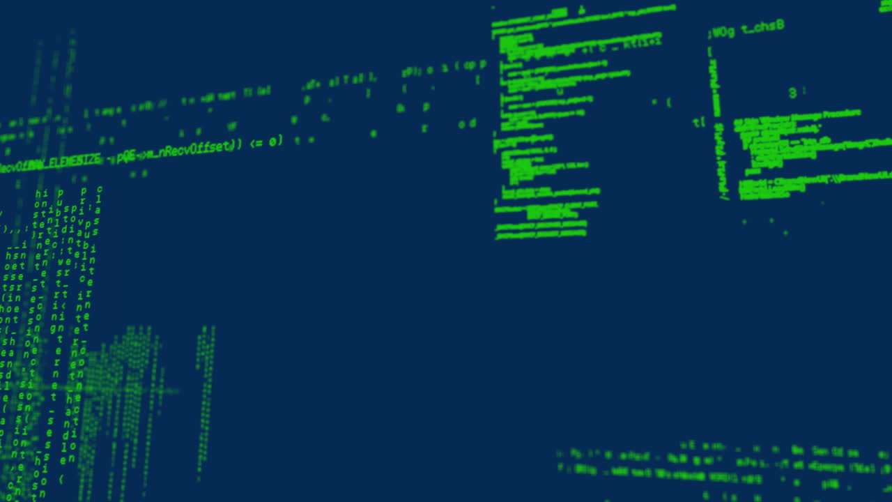 Animation of data processing on navy background