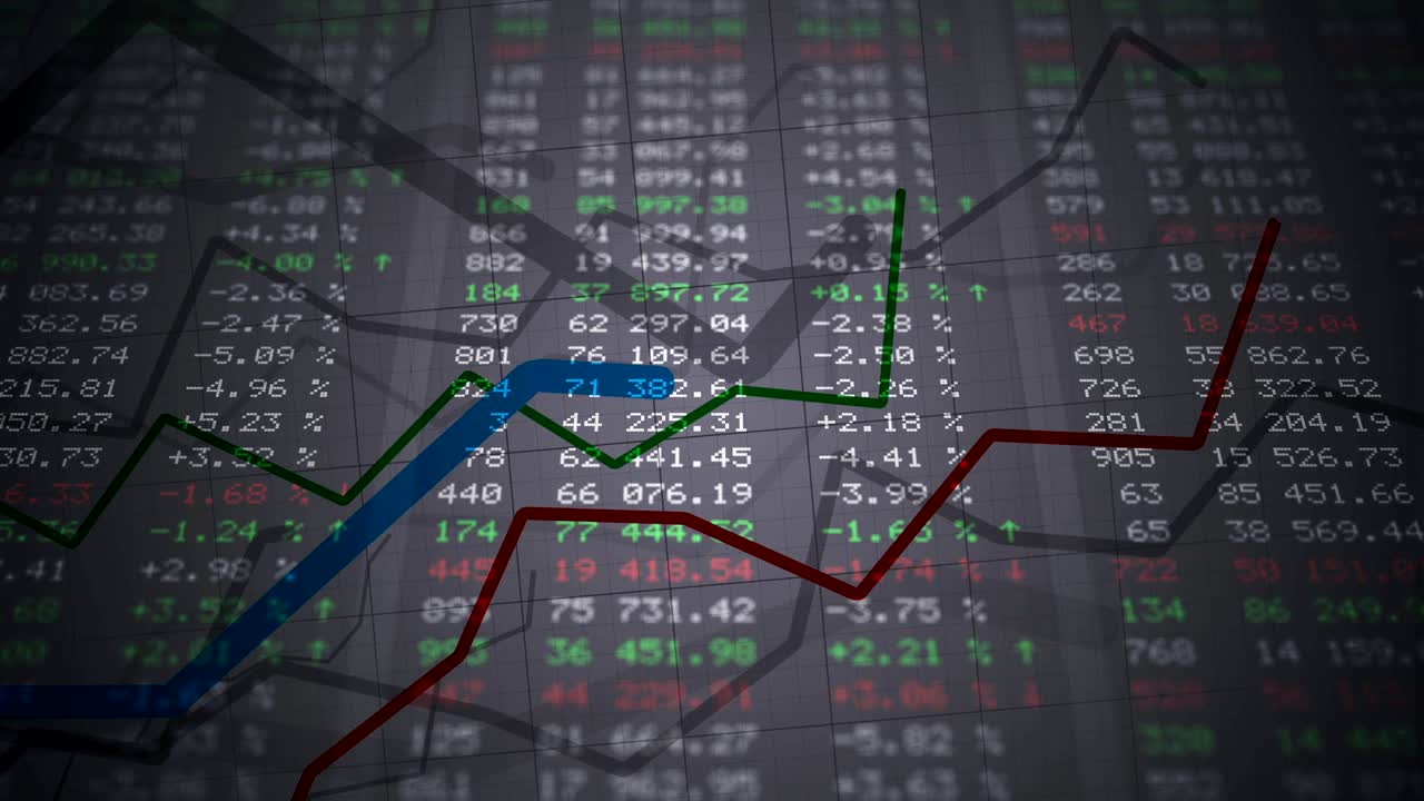 tablero del mercado de valores. datos y números cambiando. animación en bucle.