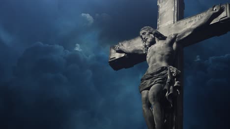 jesus crucified against a thunderstorm background