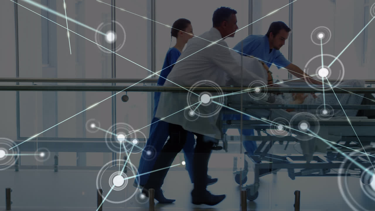 환자를 병원으로 급히 데려가는 의료진 그룹에 대한 연결망