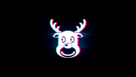 el símbolo del ciervo de navidad en la animación vintage retro de glitch.