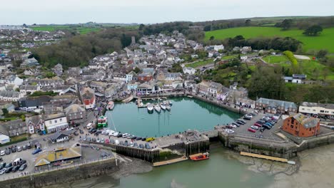 drone footage of the harbour in padstow in cornwall