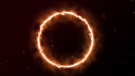 Animation-of-explosion-of-orange-spots-of-light-with-ring-of-fire