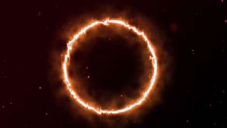 animación de la explosión de manchas de luz naranja con anillo de fuego