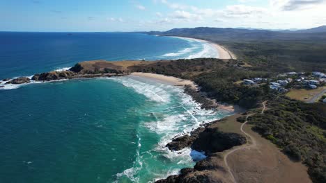 shelly beach and seaside town of emerald beach in new south wales, australia