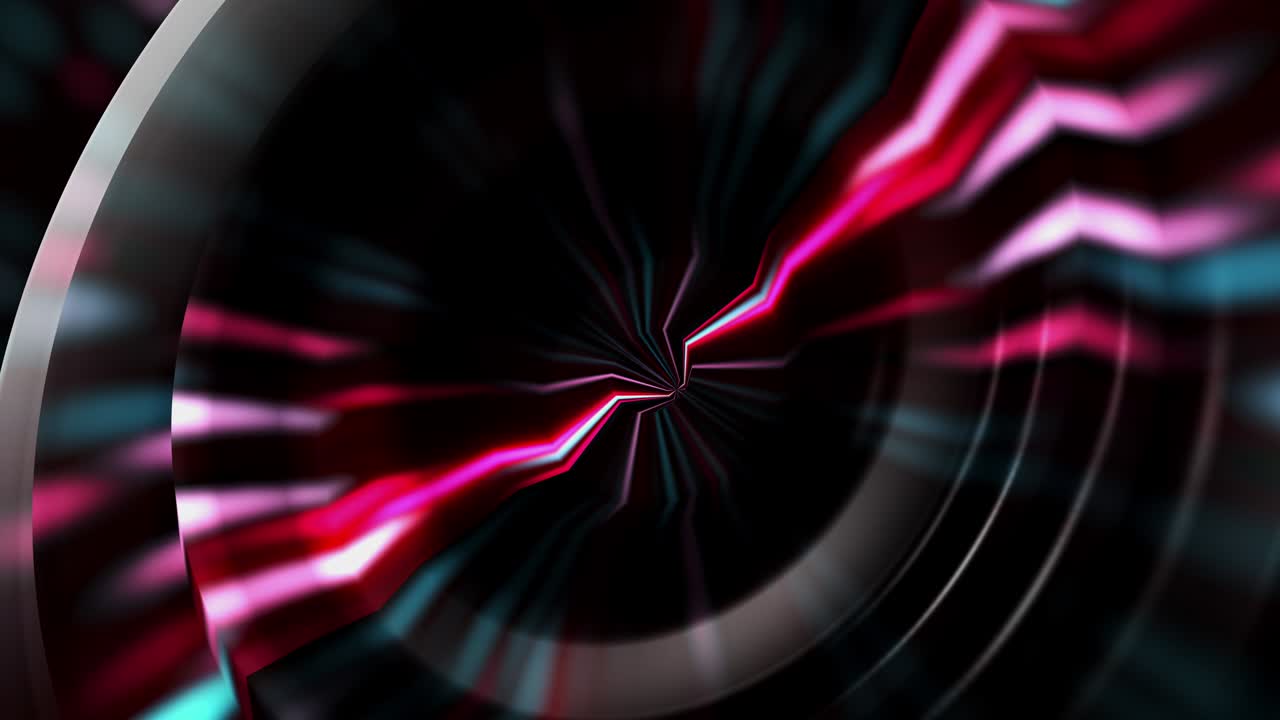 Multicolored abstract pattern of circles with the effect of displacement. Colorful red blue circles wave gradient seamless loop animation. 4K 3D rendering Sci-Fi futuristic technology background.