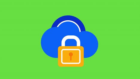 4k video of cartoon padlock in flat style.