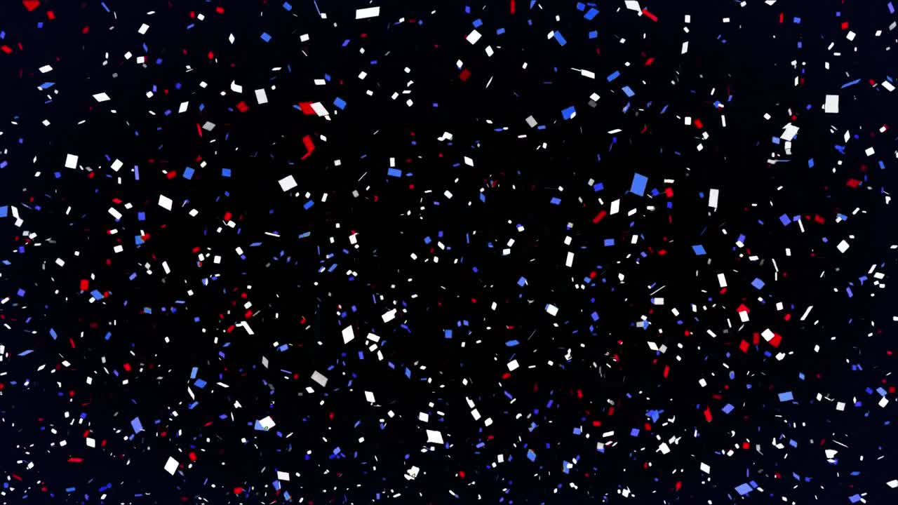 animación de confeti azul y rojo sobre fondo negro