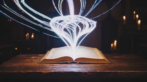 ancient book with glowing light