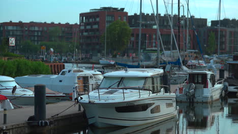 moored yachts in the marina in the city of gdansk, poland