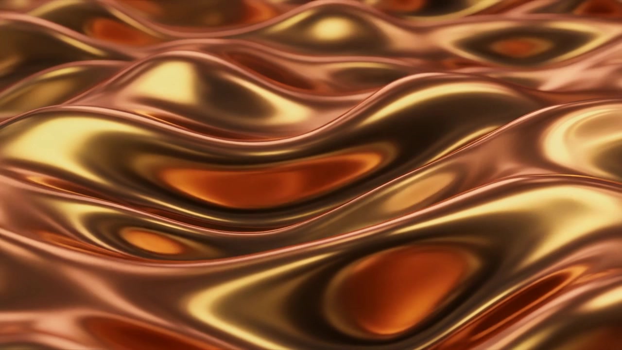 Sfondo astratto di onde d'oro liquido che scorrono