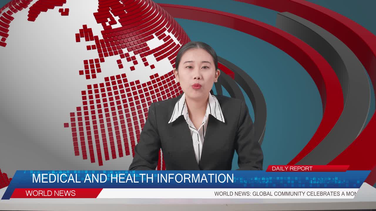 Live News Studio With Asian Professional Female Anchor Reporting On The Events Of The Day