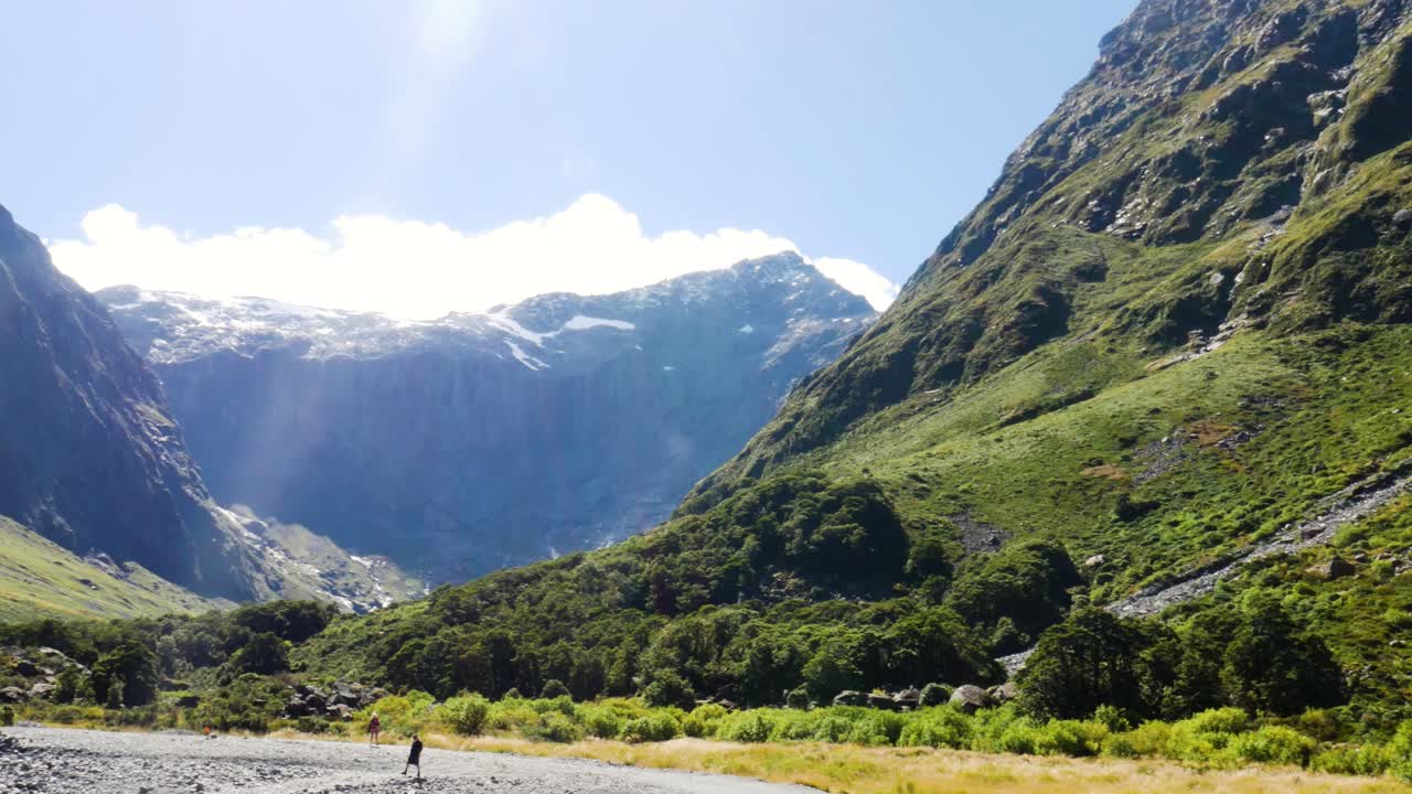 Panorama: Beautiful mountains during bright sunny day at Gertrude Saddle Hike in summer