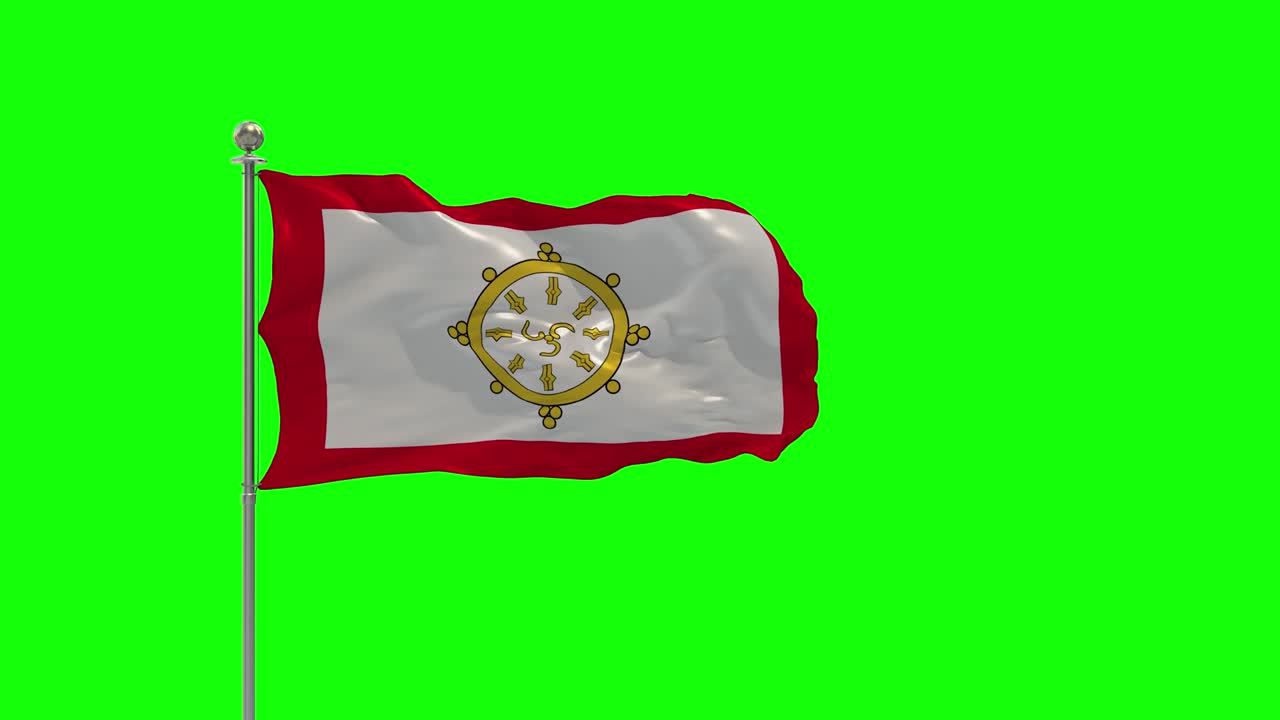 ilustración 3d de la bandera ondeando en un poste con croma