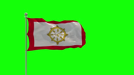 ilustración 3d de la bandera ondeando en un poste con croma