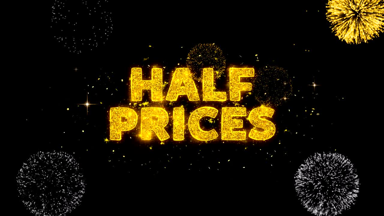 반값 텍스트는 반이는 황금 입자 불꽃놀이에 나타납니다.