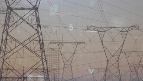 Animation-of-cyber-attack-data-processing-over-electricity-pylon-and-landscape