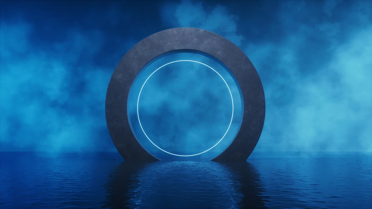 líneas de neón abstractas con fondo oscuro, renderización en 3d.