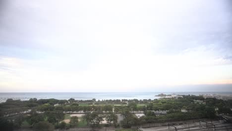 Wide-angle-view-of-Lake-Michigan-in-Downtown-Chicago-Daytime