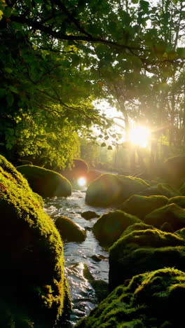 forest stream at sunrise/sunset