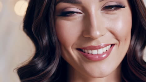close-up of a beautiful woman with elegant makeup and hairstyle