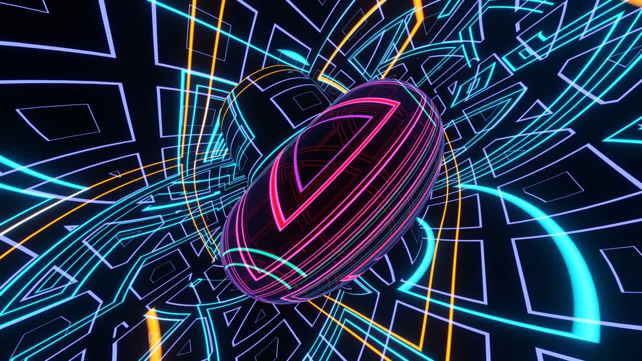 Fundo neon abstrato giratório em loop VJ