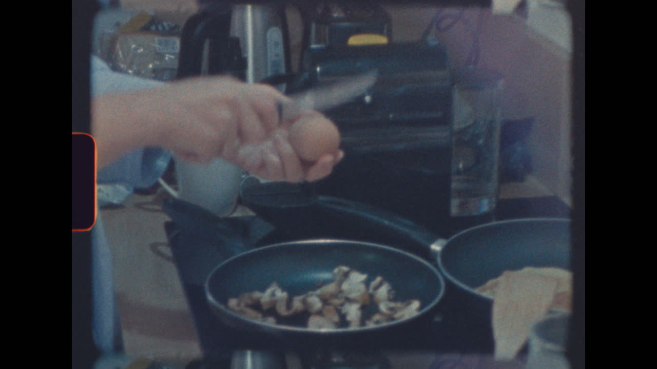 Cooking scenes and a portrait of a smiling woman