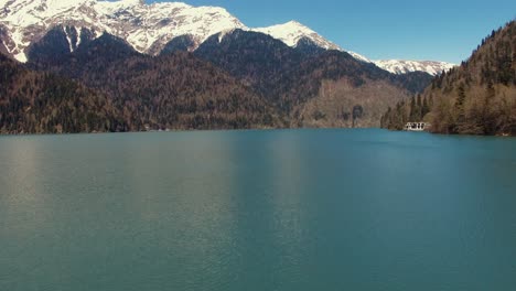 mountain lake with snow-capped peaks