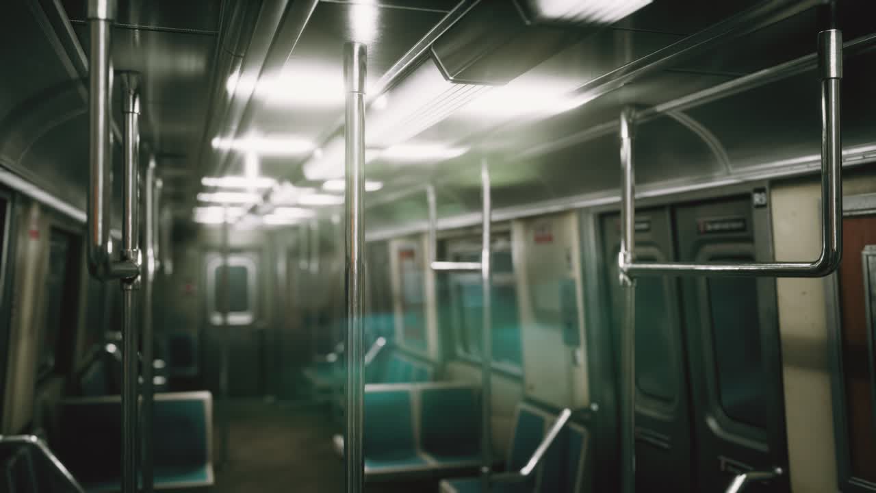 코로나바이러스 코로나19 전염병으로 인해 미국의 지하철 차량이 비어 있습니다.