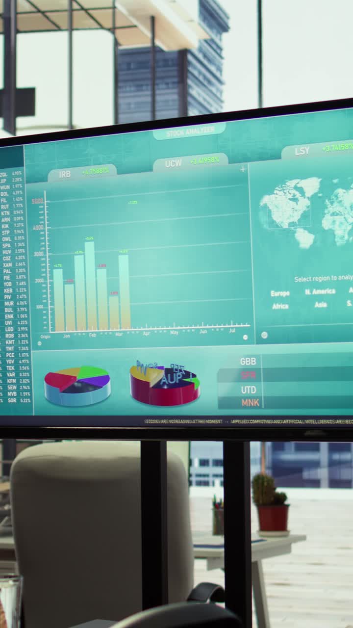 Vertical Video Empty modern office setup with advanced technology enhances productivity