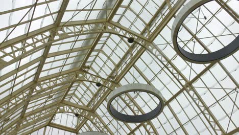 glass roof of national botanic gardens greenhouse in dublin, ireland