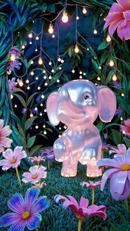a whimsical video scene with an elephant surrounded by flowers video. suitable as mobile wallpaper
