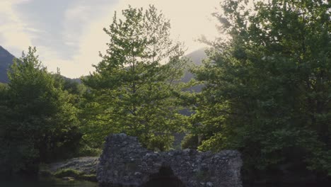 希腊多克萨湖 (doxa lake) 上的树木背后的阳光