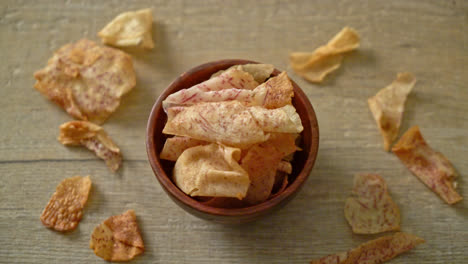 crispy taro chips - fried or baked sliced taro