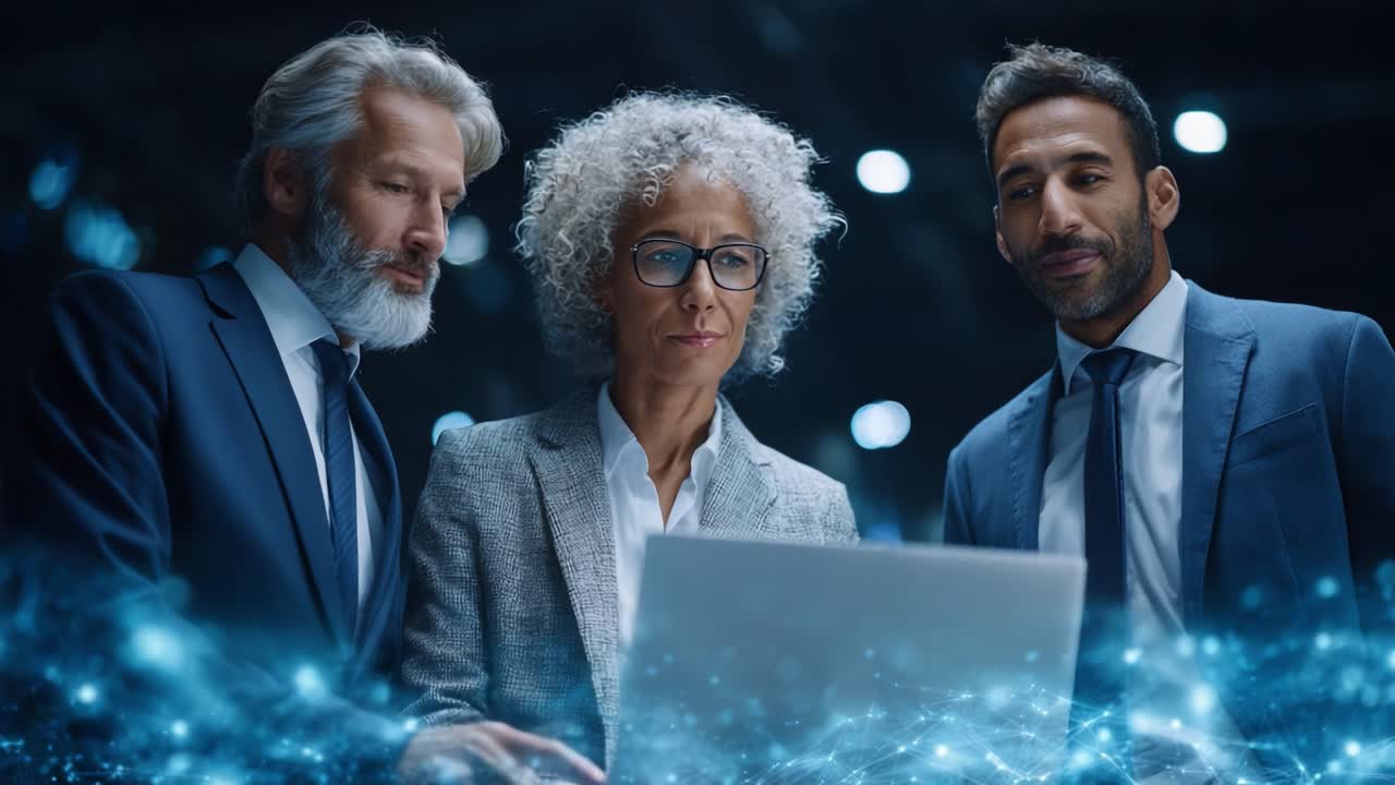 Professional Team Collaborating on Digital Transformation, Analyzing Data Insights with Enthusiasm and Innovation in a High-Tech Environment