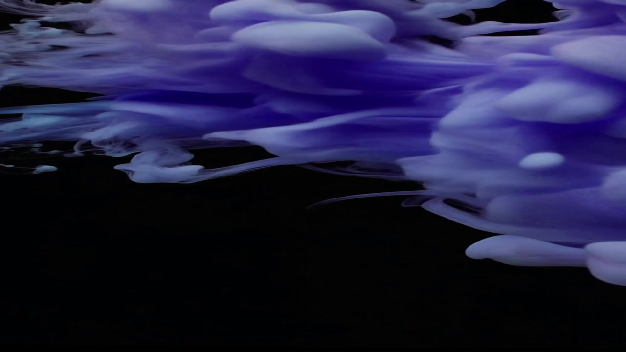 Inchiostro viola che turbina nell'acqua su sfondo nero
