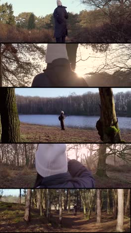 fotografía de bosque de invierno y paseo por la naturaleza