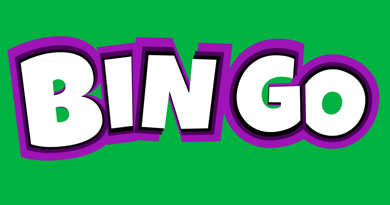 Animazione digitale di banner di testo "bingo" su spazio per il testo su sfondo trasparente
