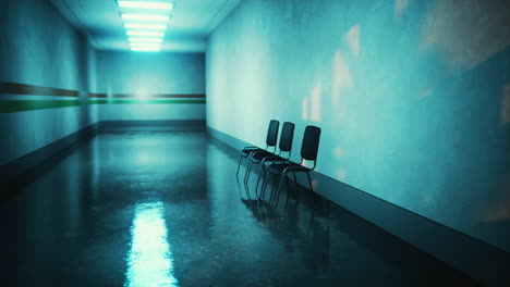 empty corridor in hospital with chairs