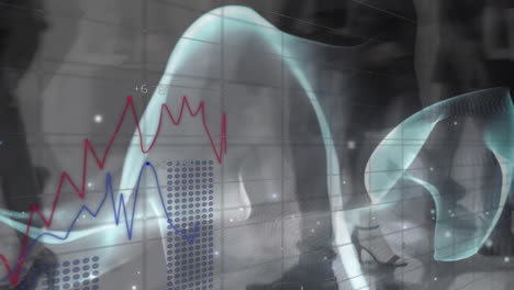 Animación-Del-Procesamiento-De-Datos-Financieros-Sobre-Peatones-Caminando-En-Cámara-Rápida