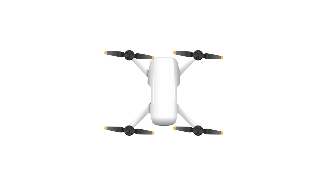 A white drone rotates smoothly against a plain background, showcasing fluid motion and minimalist design in a 35-second animation