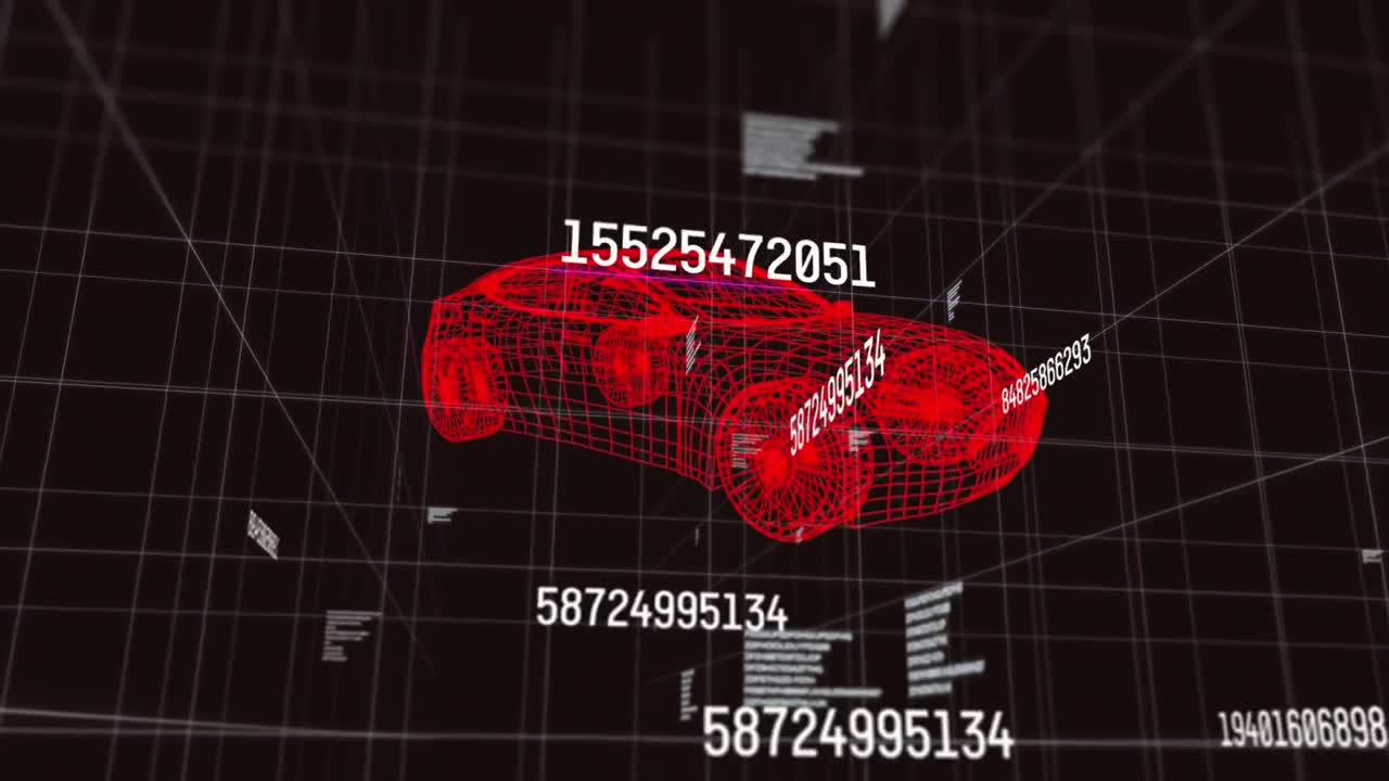 3d 자동차 드로잉의 애니메이션, 숫자 변경 및 데이터 처리