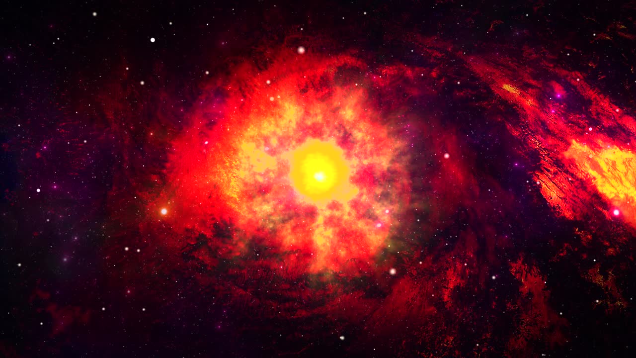 Abstract nebula space travel looped background fly from universe burn to the earth near planets