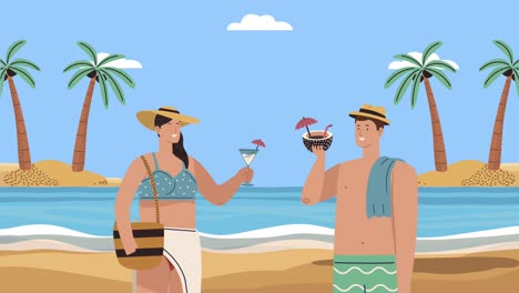 couple enjoying cocktails on a beach