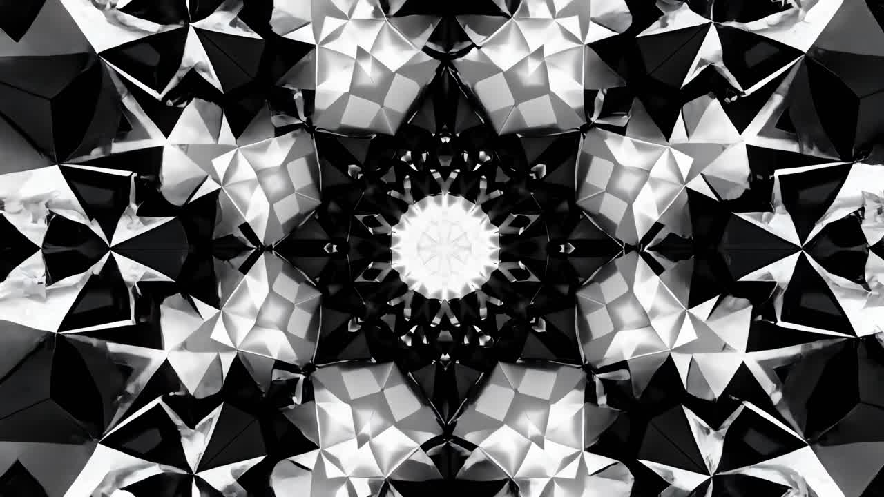 Abstract geometric pattern in black and white, captured from a top-down angle