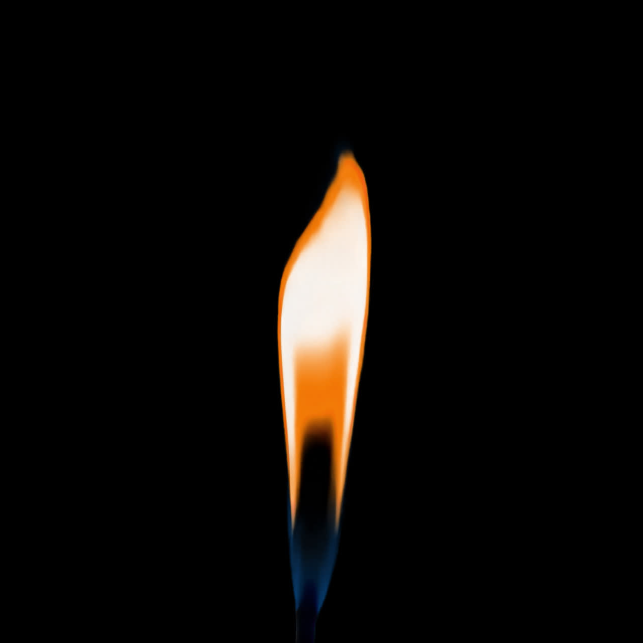 Solitary flame in darkness animation isolated asset, transparent 4K video, alpha channel, ProRes