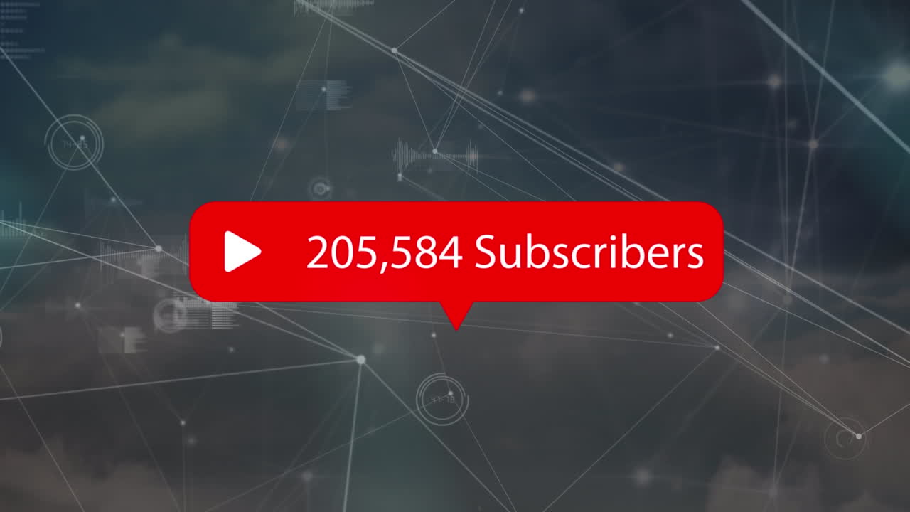 Animation of number of subscribers over network of connections and data processing