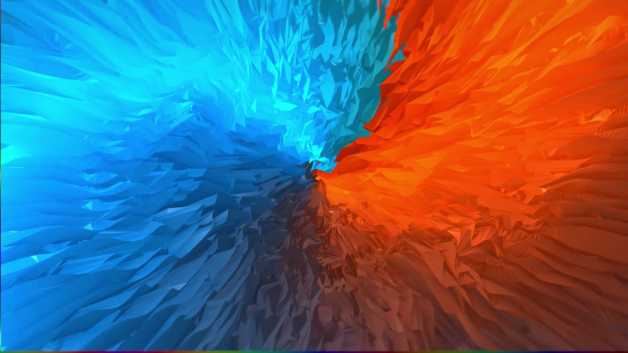 Abstrakte blau-orange Zacken-Wirbel-Animation