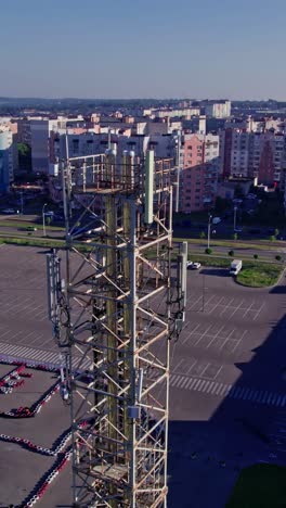 torre de telecomunicaciones con antenas contra el cielo azul
