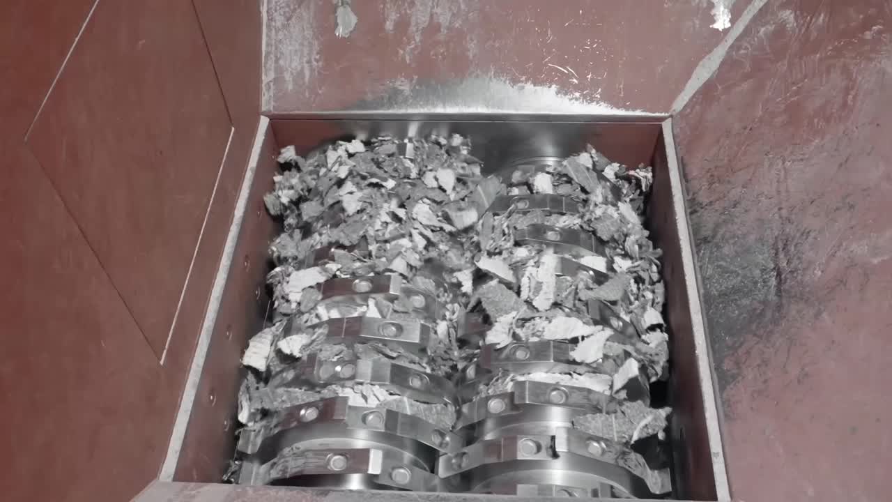 Processing Waste with Industrial Shredder